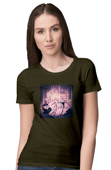 Футболка жіноча з принтом "Дорослі Ігри На Тлі Міста". Гола, кохання, лизати, трусики. 2070702