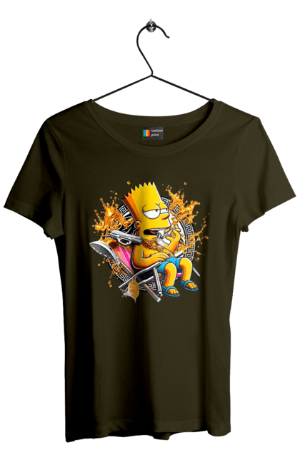 Women's t-shirt with prints Bart Simpson Versace. Bart, cartoon, serial, simpson, versace. 2070702