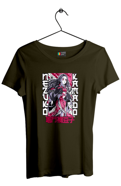 Women's t-shirt with prints Demon Slayer Nezuko. Anime, demon slayer, kimetsu no yaiba, manga, nezuko, serial. 2070702