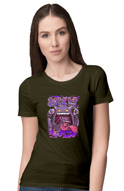 Women`s t-shirt with prints Pokemon Gengar. Anime, fushigibana, games, gengar, nintendo, pokemon, pokemon go. 2070702