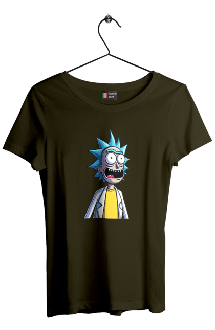 Women's t-shirt with prints Rick and Morty. Adventures, black humor, cartoon, rick, rick and morty, sci-fi, tragicomedy. 2070702