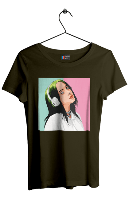 Футболка жіноча з принтом "Billie Eilish". Активістка, біллі айліш, мизукант, права, співачка, тварини. 2070702