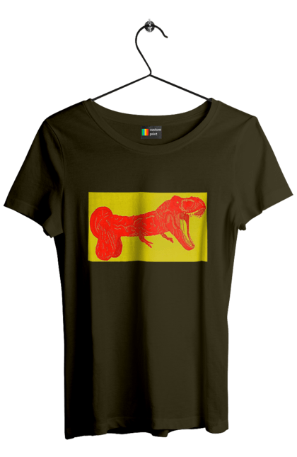 Футболка жіноча з принтом "Член Динозавр". Динозавр, писюн, член. 2070702