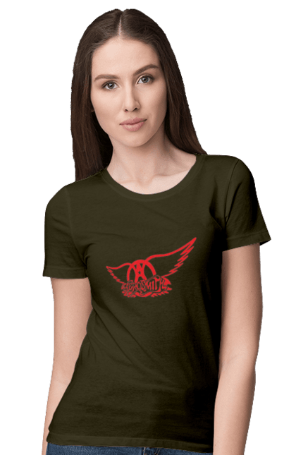 Women's t-shirt with prints Aerosmith. Aerosmith, blues rock, glam rock, group, hard rock, music, rock, rock`n`roll. 2070702