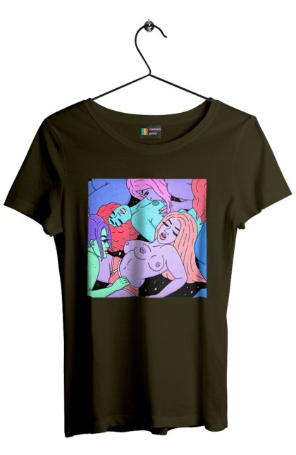 Women`s t-shirt with prints Alien Girls. Aliens, girls, multicolored, space. 2070702