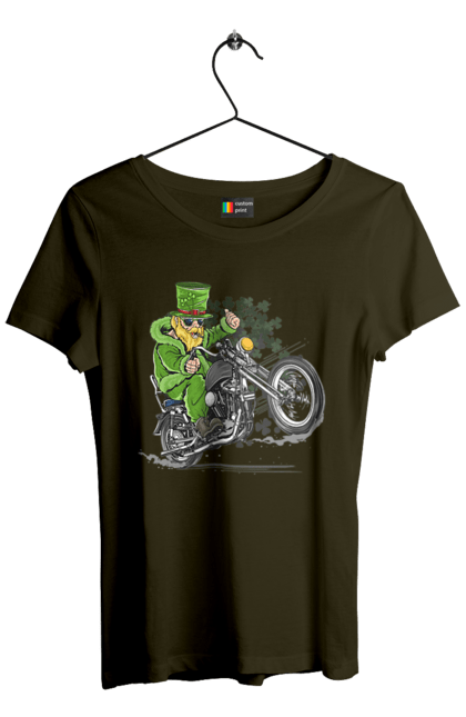Women`s t-shirt with prints Patrick On A Motorcycle. Holiday, motorcycle, patrick. 2070702