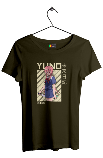 Women's t-shirt with prints Future Diary Yuno Gasai. Anime, future diary, manga, survival game, yandere, yuno gasai. 2070702