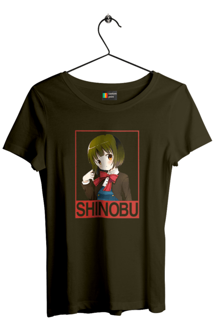 Women's t-shirt with prints Kiniro Mosaic Shinobu Omiya. Anime, gold mosaic, kiniro mosaic, kinmoza, manga, shinobu, shinobu omiya. 2070702