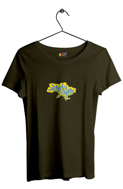 Футболка жіноча з принтом "Україна". Зерно, мапа, патріотичне зображення, пщениця, україна, українська тематика. 2070702