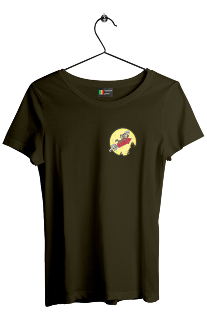 Women`s t-shirt with prints Wile E. Coyote. Anti-hero, cartoon character, fast and bold, funny melodies, kayot, north american cayot, thief, villas, wiley, wili kayot. 2070702