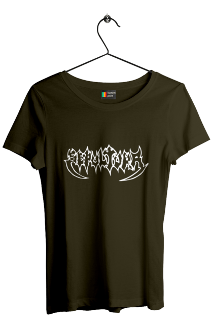 Women's t-shirt with prints Sepultura. Death metal, det metal, groove metal, group, metal, music, rock, sepulture, thrash metal, trash metal. 2070702