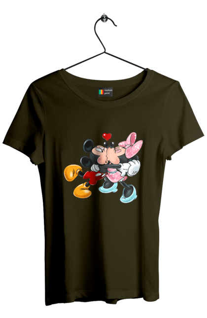 Футболка жіноча з принтом "Міккі Маус та Мінні Маус". Mickey mouse, minnie mouse, дісней, міккі, міккі маус, мінні маус, мультфільм. 2070702