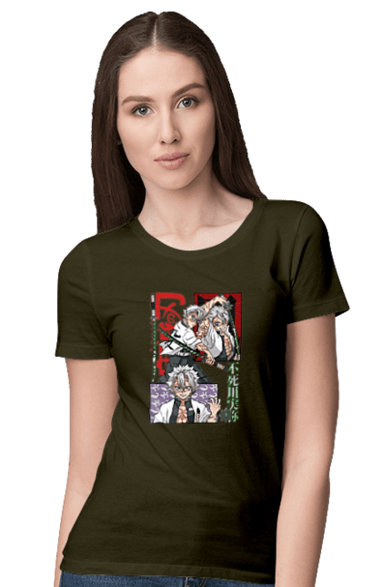 Women's t-shirt with prints Demon Slayer Sanemi. Anime, demon slayer, kimetsu no yaiba, manga, sanemi, sanemi shinazugawa, serial. 2070702