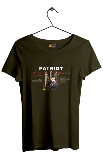 Футболка жіноча з принтом "Patriot". Caesar, himars, patriot, залужний, зброя. 2070702