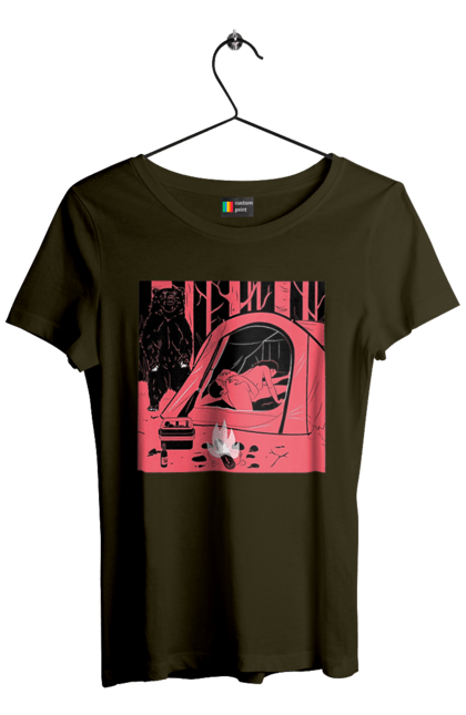 Women`s t-shirt with prints 69 In The Tent. 69, bear, forest, sex, tent. 2070702
