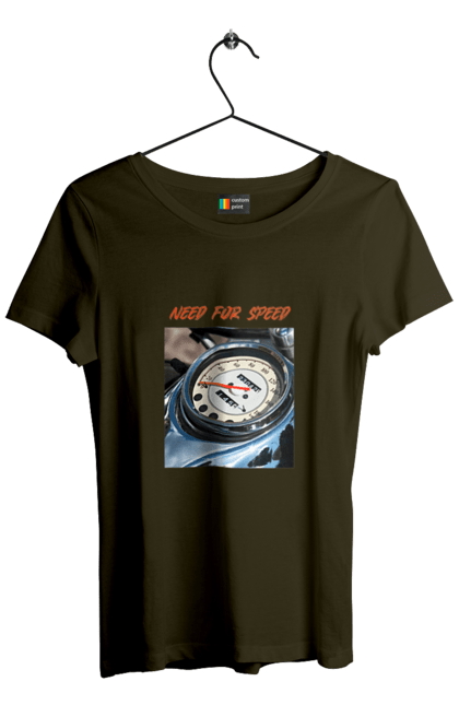 Футболка жіноча з принтом "Мото 3". Байкер, дорогая, мотоцикл, ретро, скорость, спидометр, стиль жизни. 2070702