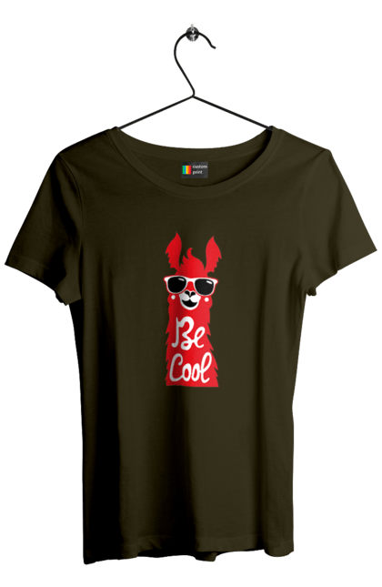 Women`s t-shirt with prints Cool llama. Animals, cool, glasses, lama. 2070702