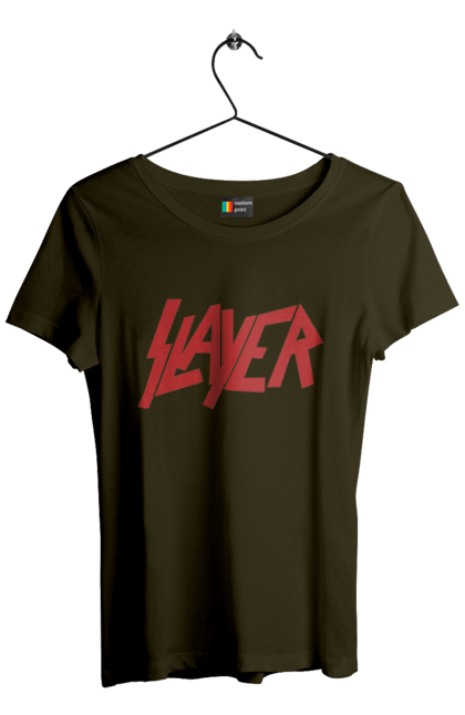 Women's t-shirt with prints Slayer. Groove metal, group, metal band, music, nu metal, scull, slayer, speed metal, thrash metal. 2070702