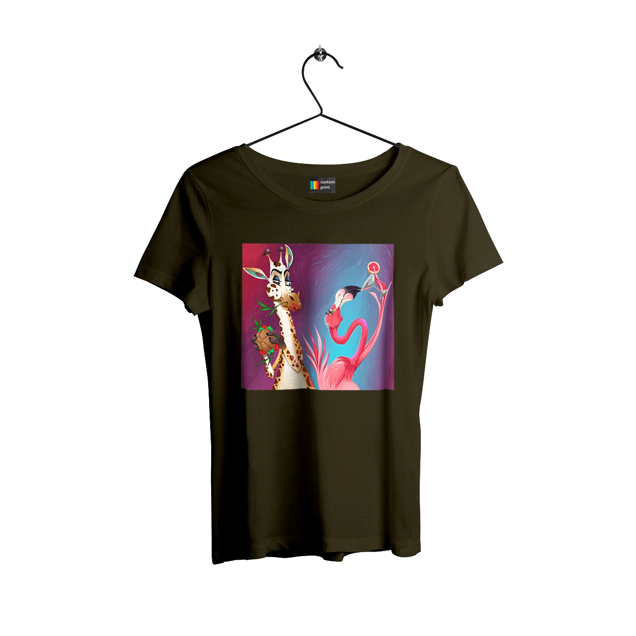 Giraffe And Flamingo At The Party