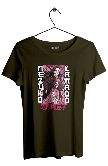 Women's t-shirt with prints Demon Slayer Nezuko. Anime, demon slayer, kimetsu no yaiba, manga, nezuko, serial. 2070702