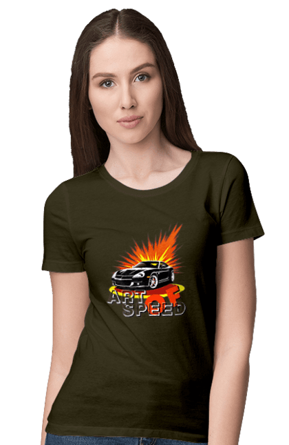 Women`s t-shirt with prints Speed. Auto, auto, car, race, speed. 2070702
