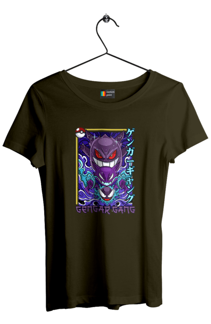 Women's t-shirt with prints Pokemon Gengar. Anime, fushigibana, games, gengar, nintendo, pokemon, pokemon go. 2070702