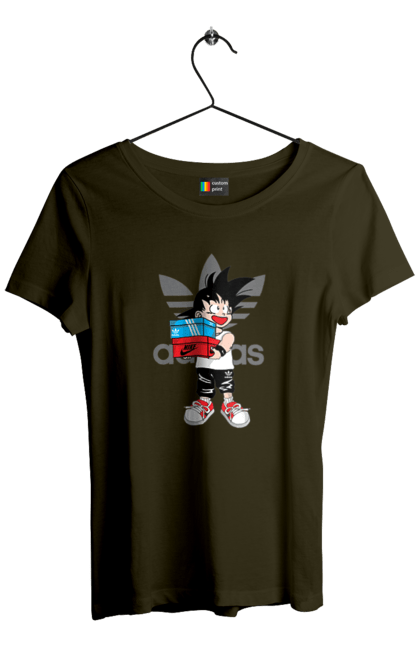 Футболка женская с принтом Adidas Сон Гоку. Adidas, anime, dragon ball, son goku, адидас, аниме, гоку, жемчуг дракона, манга, сон гоку. 2070702