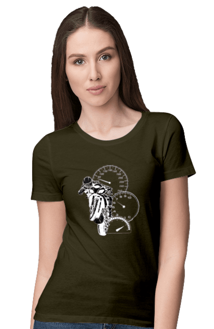 Women`s t-shirt with prints Motorcycle And Speed White. Moto, motorcycle, speed. 2070702