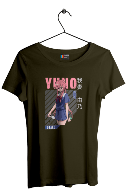 Women's t-shirt with prints Future Diary Yuno Gasai. Anime, future diary, manga, survival game, yandere, yuno gasai. 2070702