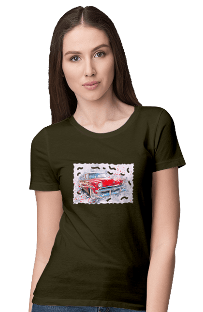 Women`s t-shirt with prints Car gas. Car, car gas, gas, road, victory, wheel. 2070702