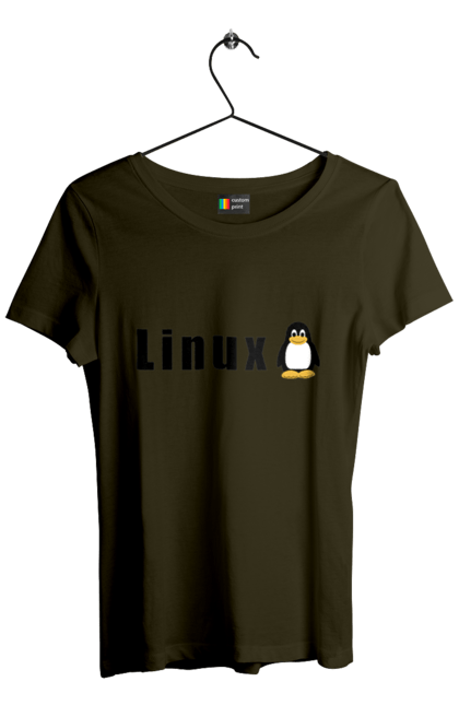 Women`s t-shirt with prints Linux. Administrator, availability, black, commercial, free, freedom, independence, is free, it, it specialist, linux, operating system, os, penguin, programmer, server, software, sysadmin, sysop, system, system administrator, text. 2070702