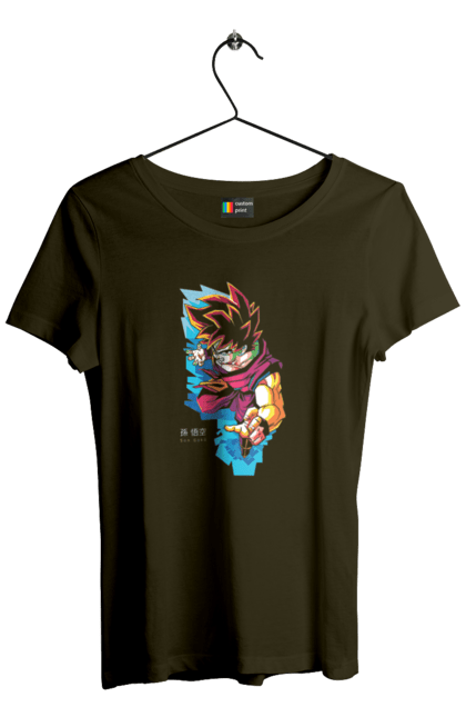 Women's t-shirt with prints Dragon Ball Son Goku. Anime, dragon ball, goku, manga, son goku, tv series. 2070702