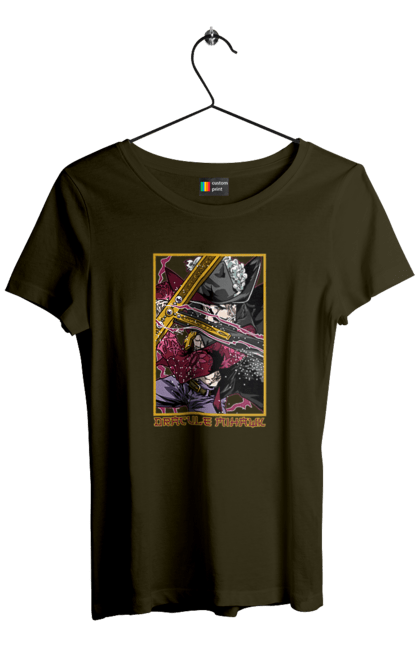 Women's t-shirt with prints One Piece Dracule Mihawk. Anime, dracule mihawk, manga, mihawk, one piece, straw hat pirates. 2070702