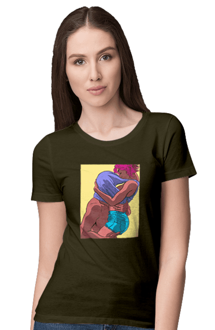 Women`s t-shirt with prints Man Under The T-Shirt In Girls. Boobs, passion. 2070702