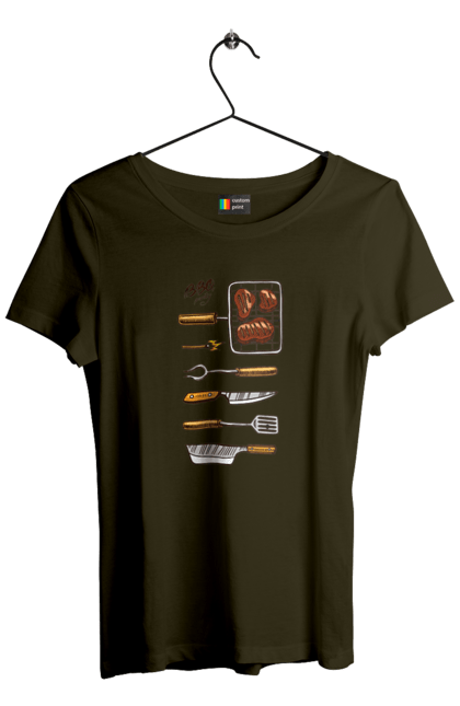 Women`s t-shirt with prints Barbecue Party. B-b-q, fry, meat. 2070702