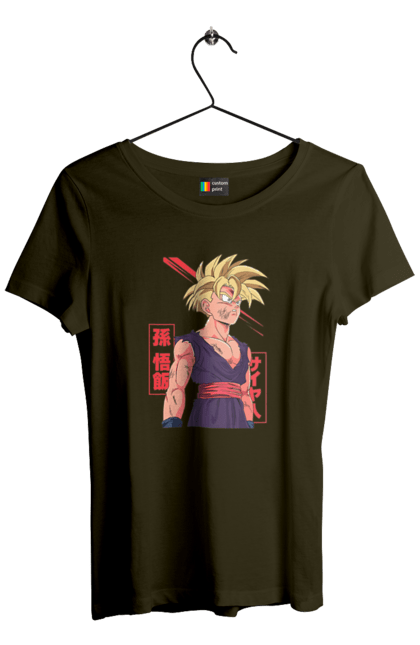 Women's t-shirt with prints Dragon Ball Gohan. Anime, dragon ball, gohan, goku, manga, tv series, vegeta. 2070702