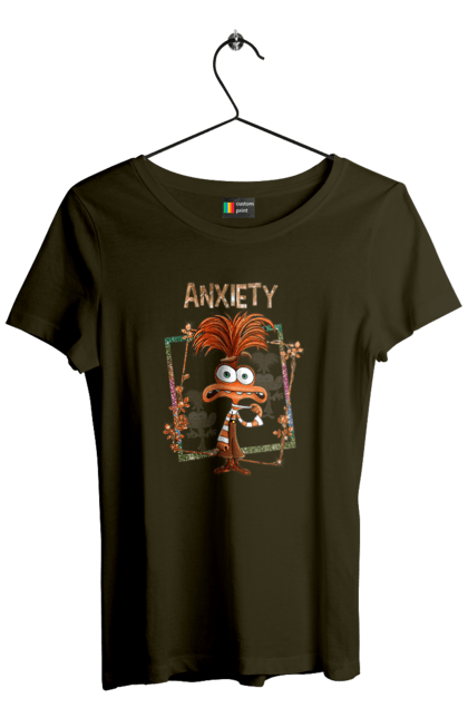 Women's t-shirt with prints Inside Out Anxiety. Anxiety, cartoon, emotions, inside out, pixar. 2070702