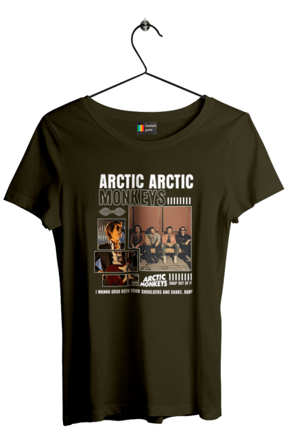 Women's t-shirt with prints Arctic Monkeys. Arctic monkeys, garage rock, group, indie rock, music, post-punk revival, psychedelic rock, rock. 2070702