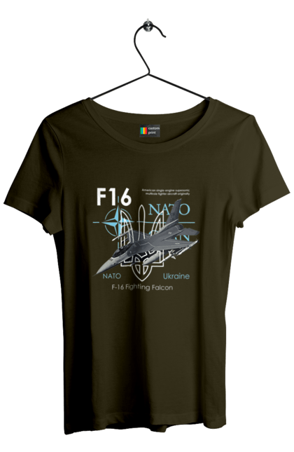 Футболка жіноча з принтом "F16". F16, nasams, zuzana, гаубиця, два герби, залужний, сюзанна. 2070702