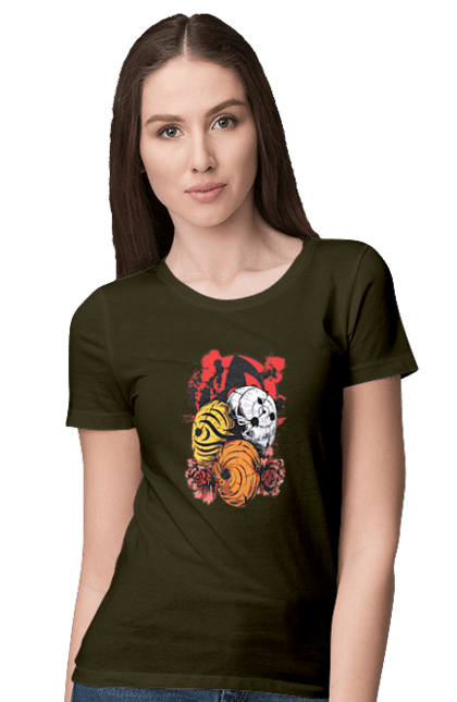 Women's t-shirt with prints Naruto Obito Uchiha. Anime, character, manga, naruto, ninja, obito, obito uchiha, tv series, uchiha. 2070702