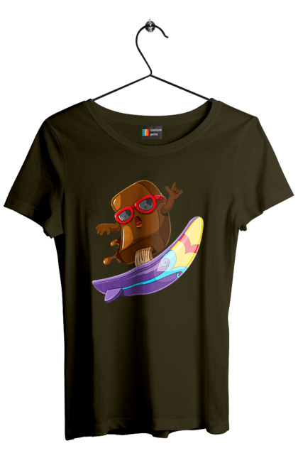 Women`s t-shirt with prints Morozhenko On The Surf. Glasses, ice cream, summer, surfing. 2070702