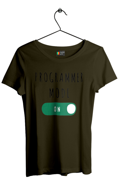 Футболка жіноча з принтом "Режим програміста". Айті, айтішник, для айтішника, для програміста, подарунок айтішнику, подарунок програмісту, програміст, режим програміста, розробник. 2070702