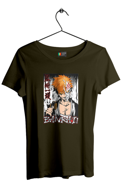 Футболка жіноча з принтом "Бліч Куросакі Ічіґо". Anime, bleach, ichigo kurosaki, manga, аніме, бліч, ічіго, куросакі ічіґо, манга. 2070702