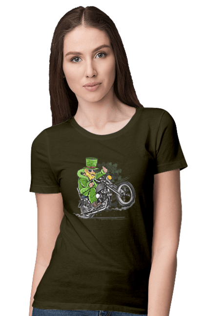 Women`s t-shirt with prints Patrick On A Motorcycle. Holiday, motorcycle, patrick. 2070702