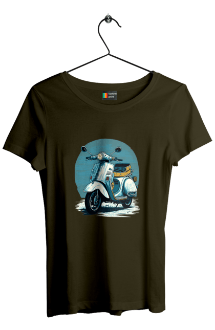 Футболка жіноча з принтом "Мопед". Відпочинок, літо, мопед, скутер, швидкість. 2070702