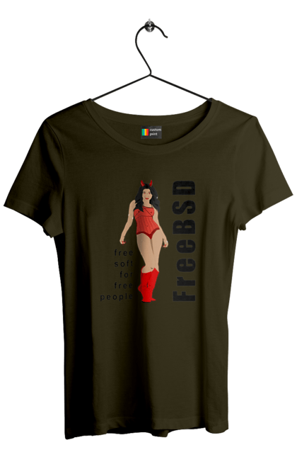 Футболка жіноча з принтом "Freebsd Для Вільних". Bsd, freebsd, unix, адміністратор, айті, айтішник, безкоштовна, безкоштовно, бестія, вільна, демон, демонесса, дівчина, для дорослих, доступність, еротика, еротична, жінка, незалежність, операційна система, ос, програміст, програмне забезпечення, свобода, сисадмін, система, системний адміністратор, софт, текст, червоний, чорний. 2070702