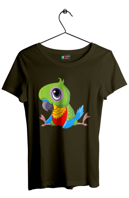 Футболка женская с принтом Попугайчик. Мило, попугай. 2070702