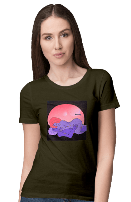 Women`s t-shirt with prints Aliens Girl And Boy. Girl, guy, naked. 2070702