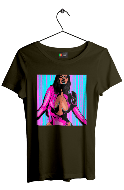 Футболка жіноча з принтом "Дівчина З Глибоким Декольте". Гола, дівчина, сиськи. 2070702