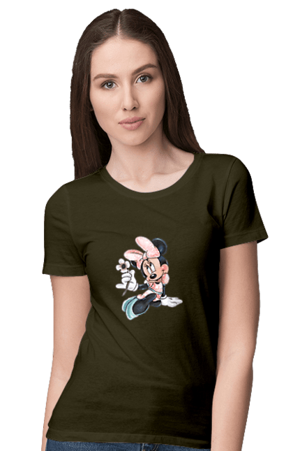 Women's t-shirt with prints Minnie Mouse. Cartoon, disney, mickey, mickey mouse, minnie mouse. 2070702